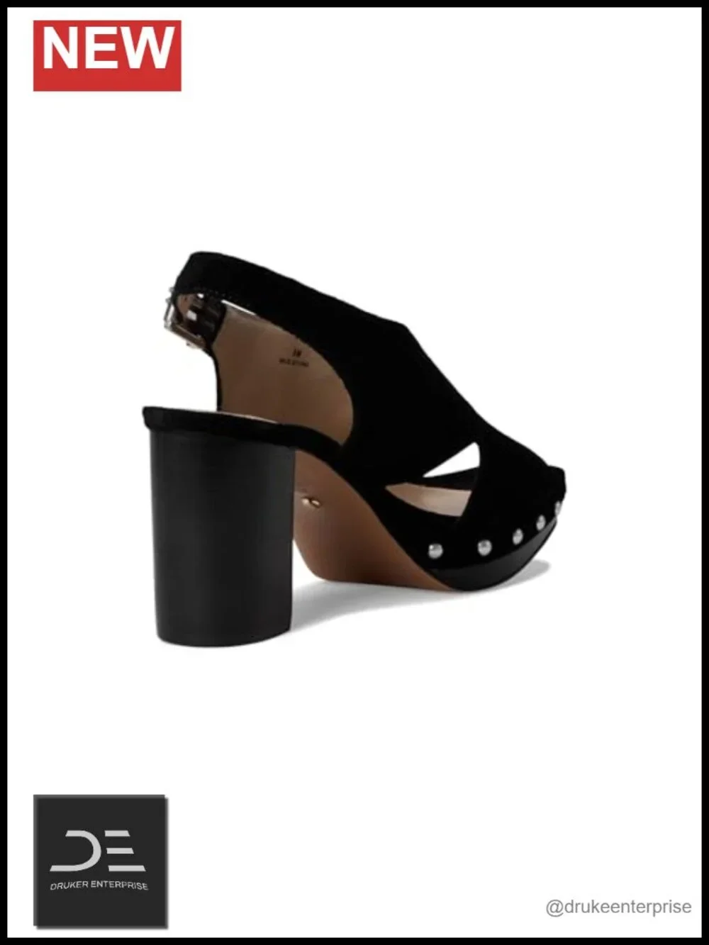 Suede Leather Platform Slingback Sandals w/ Grommets